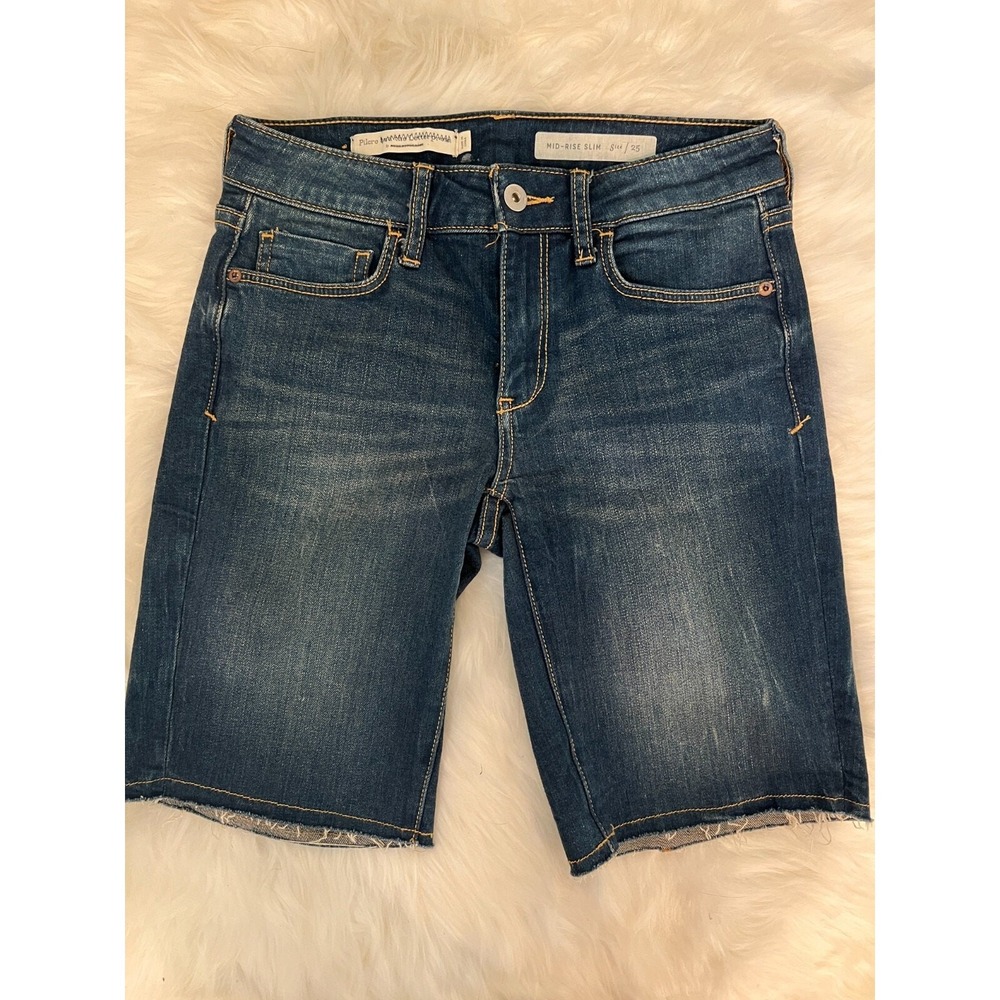 Pilcro and the Letterpress Anthropologie Mid-Rise Slim Denim Shorts Blue Size 25